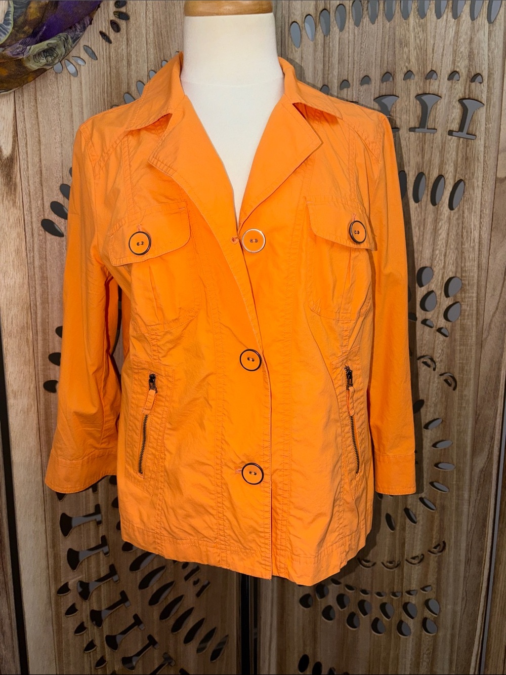 CHICOS: 3/4 SLEEVE TANGERINE JACKET / SIZE 1